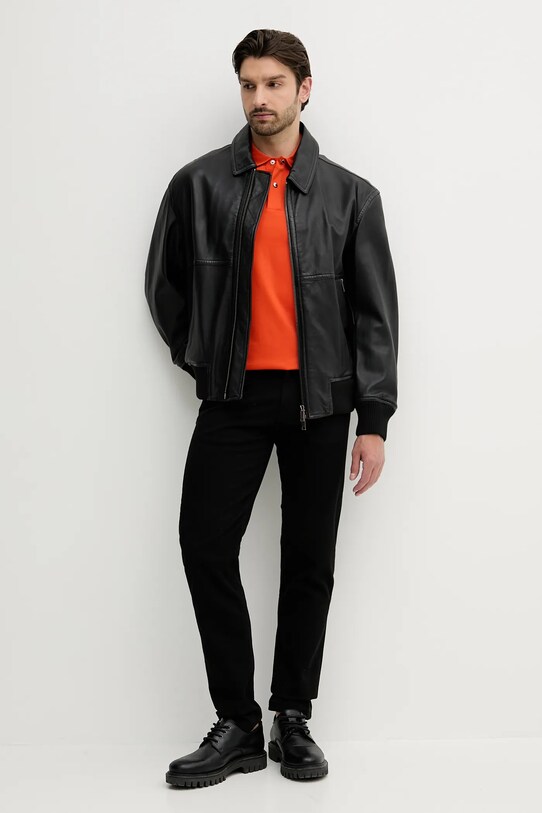 BOSS Orange geacă de piele 50543240 negru AW25