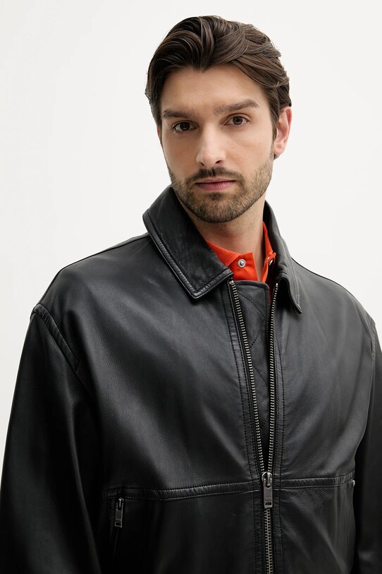 BOSS Orange geacă de piele negru 50543240