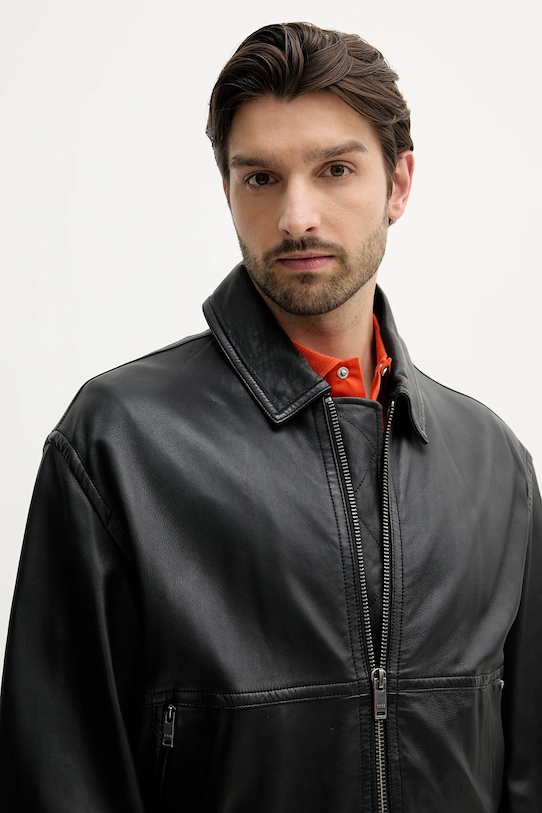 BOSS Orange geacă de piele negru 50543240