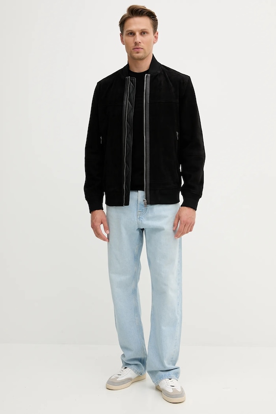 BOSS Orange geacă din piele întoarsă Johice 50543505 negru AW25