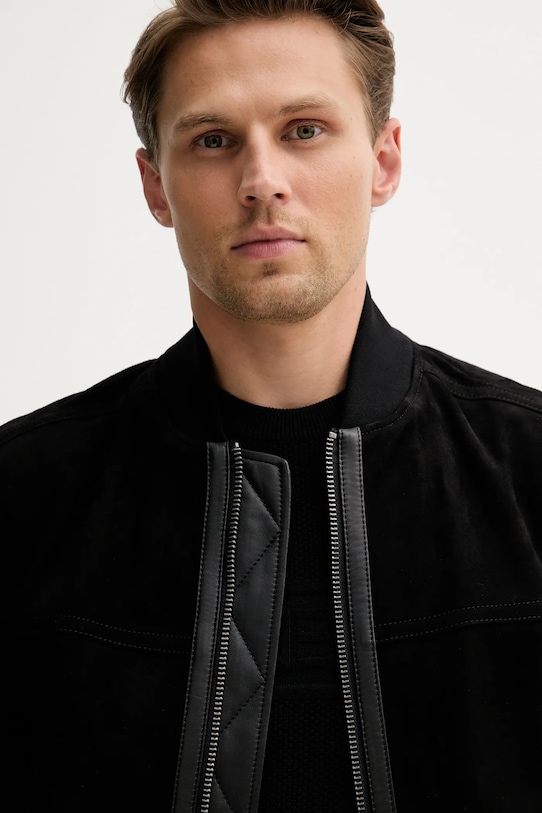 BOSS Orange geacă din piele întoarsă Johice negru 50543505