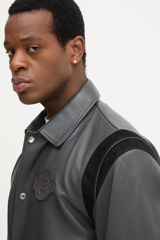 BOSS kurtka skórzana szary 50543223