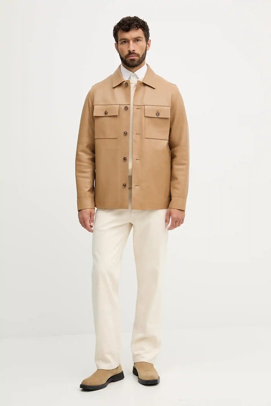 BOSS bőrdzseki 50543222 zöld AW25