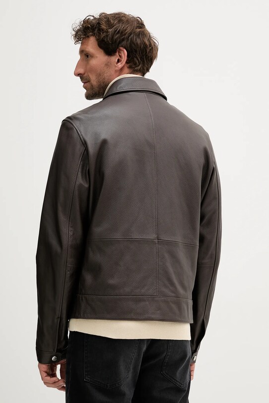 Ρούχα Δερμάτινο μπουφάν BOSS 50543214 καφέ