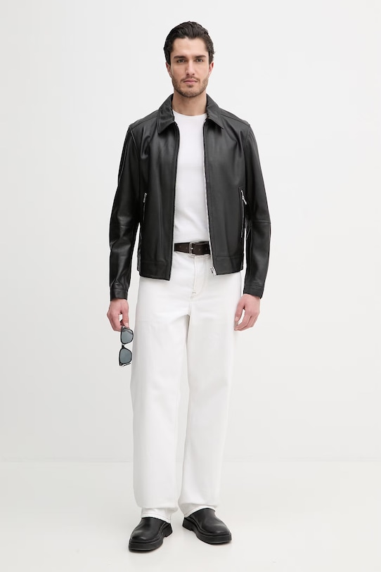 BOSS bőrdzseki 50543214 fekete AW25