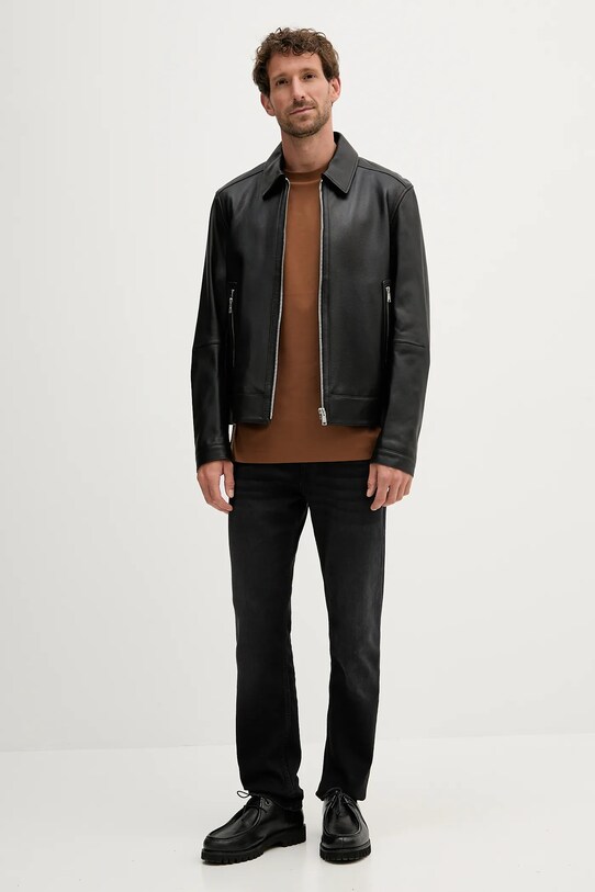 BOSS geacă de piele 50543214 negru AW25