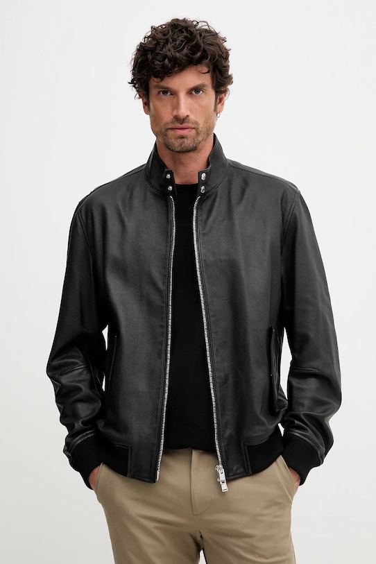 BOSS geacă de piele negru 50543899