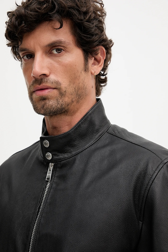 BOSS geacă de piele 50543899 negru