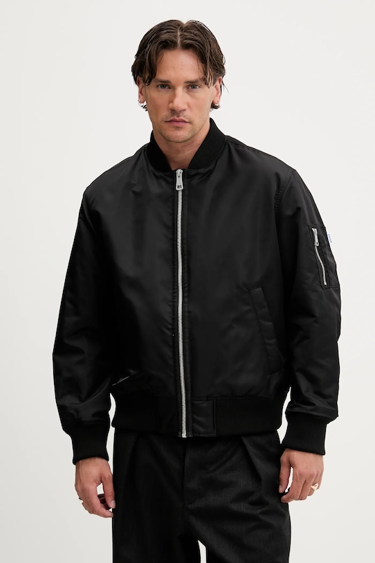 Hugo Blue geacă bomber cu captuseala negru 50548696