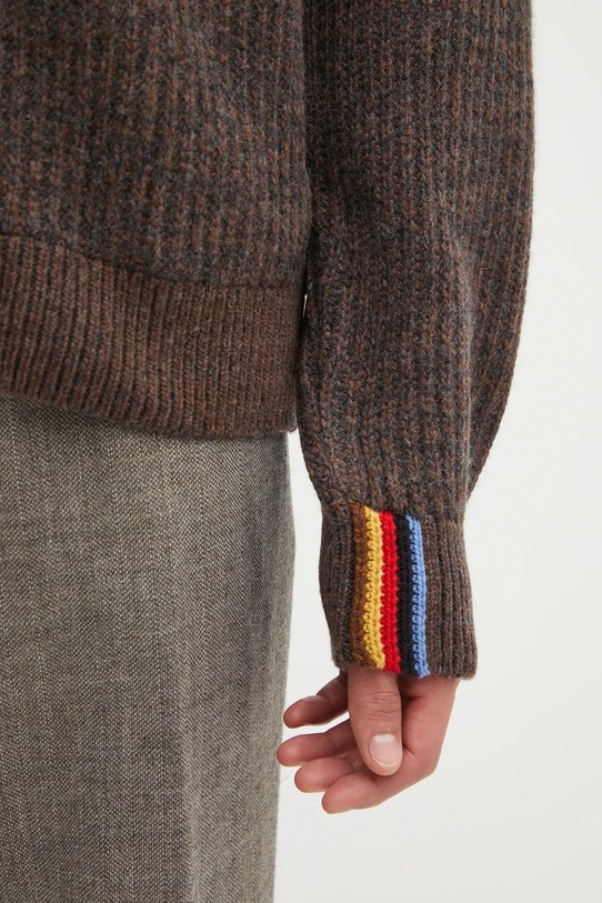 Barbour kardigan wełniany x Paul Smith Knit Bomber brązowy MKN1695RU71