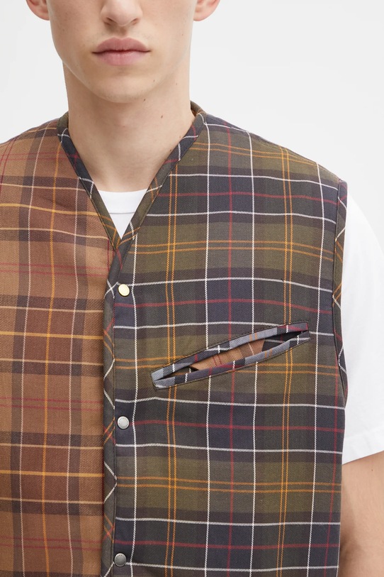 Barbour bezrękawnik bawełniany x Paul Smith Liner brązowy MLI0061TN28
