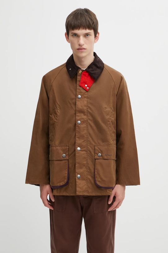 Barbour kurtka bawełniana x Paul Smith OS Bedale Wax bez kaptura brązowy MWX2515TA51