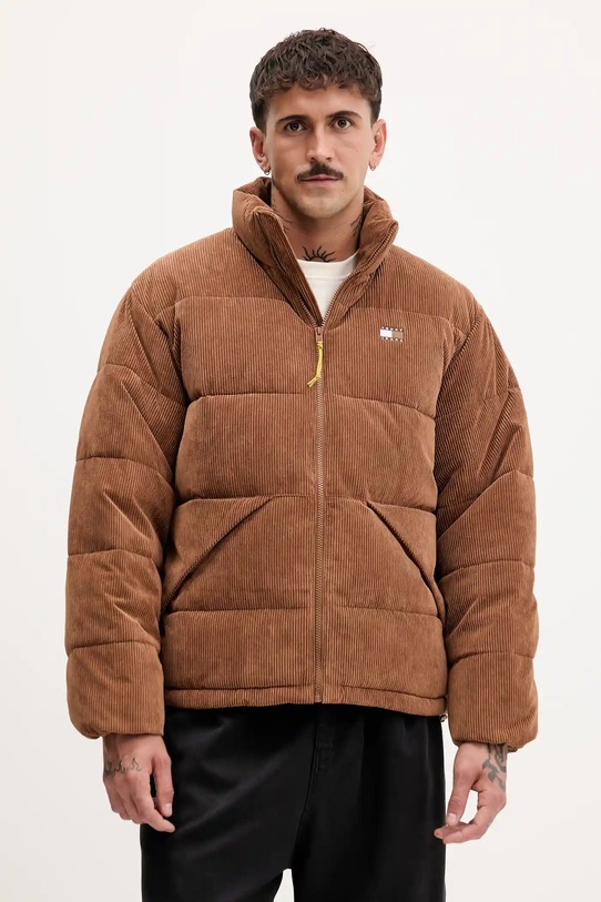 Tommy Jeans geacă din velur cu captuseala maro DM0DM22031