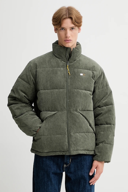 Tommy Jeans geacă din velur cu captuseala verde DM0DM22031