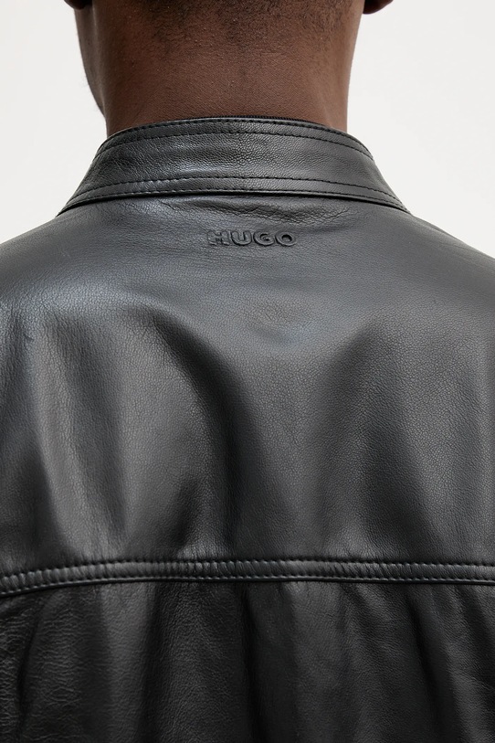 Δερμάτινo jacket HUGO 50540984 μαύρο