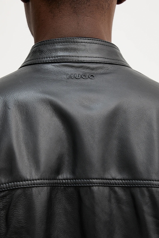 Δερμάτινo jacket HUGO 50540984 μαύρο