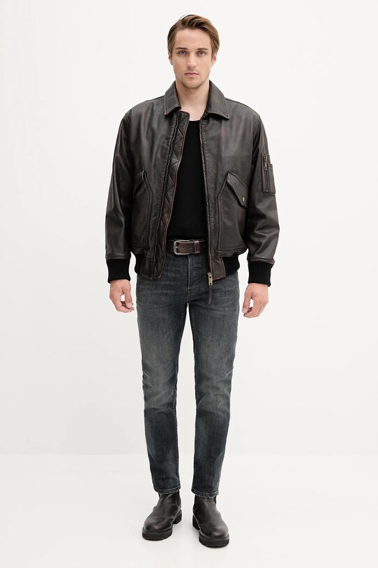 HUGO kurtka bomber skórzana 50541865 brązowy AW25