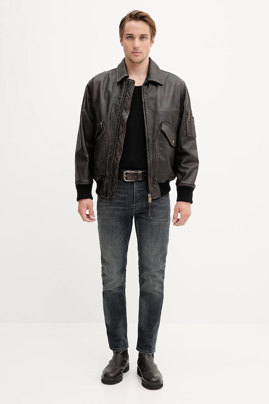 Шкіряна куртка HUGO 50541865 коричневий AW25