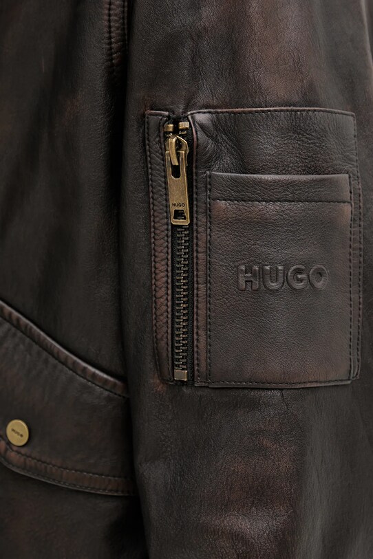 HUGO kurtka bomber skórzana 50541865 brązowy