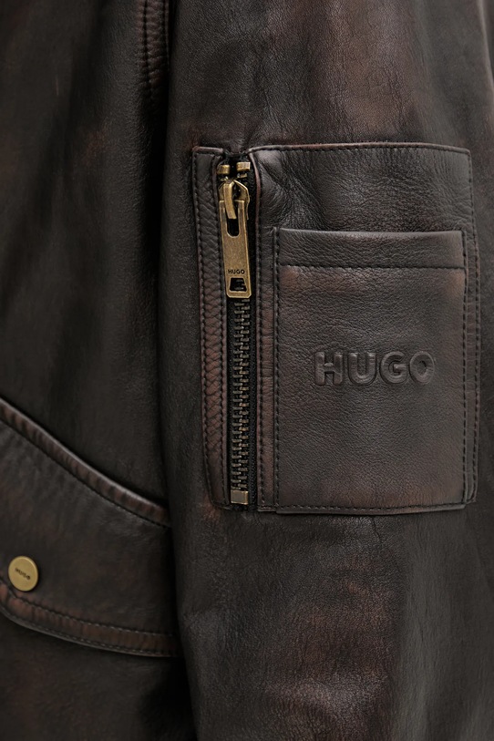 Шкіряна куртка HUGO 50541865 коричневий