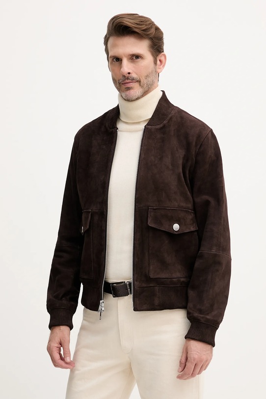 Michael Kors kurtka bomber zamszowa nieocieplane brązowy CT5801E4R4