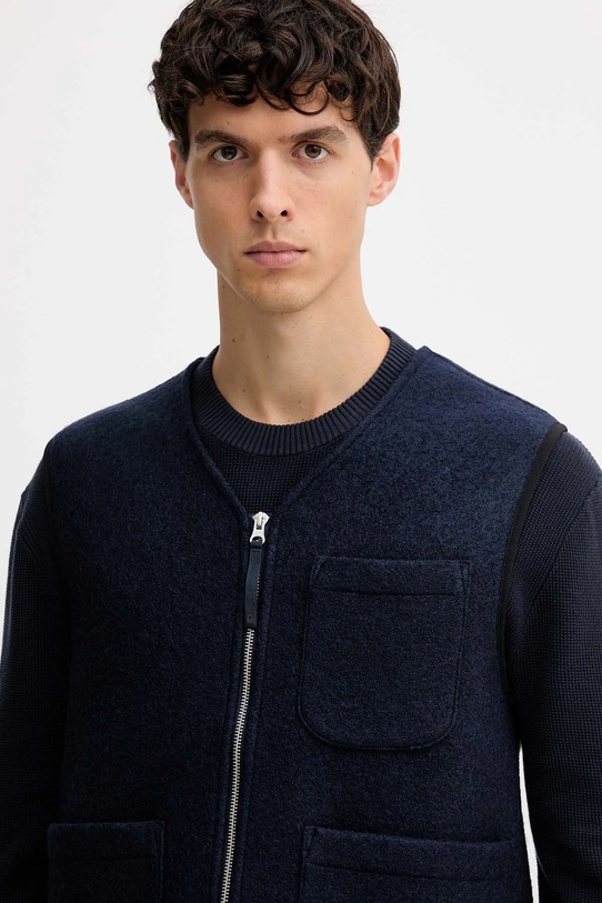 United Colors of Benetton bezrękawnik z dodatkiem wełny granatowy 24RDUJ00R