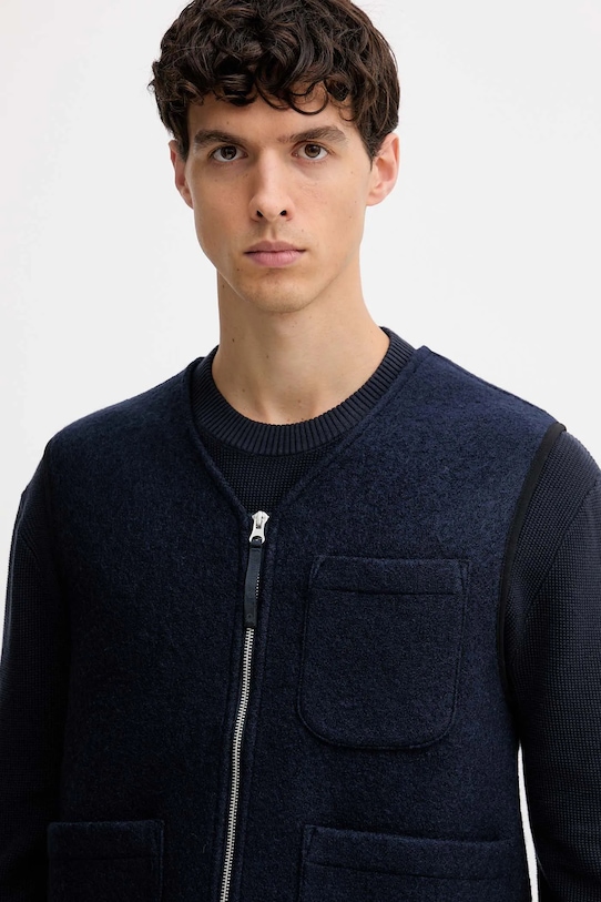 United Colors of Benetton bezrękawnik z dodatkiem wełny niebieski 24RDUJ00R