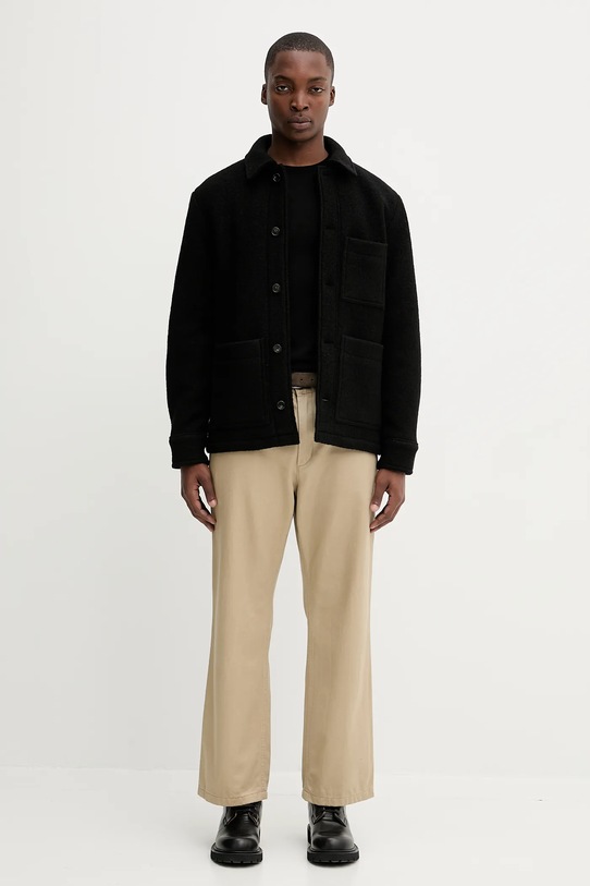 A.P.C. kurtka wełniana veste emile logo WVBEH.H32029 czarny AW25