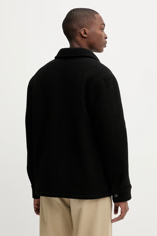 Odzież A.P.C. kurtka wełniana veste emile logo WVBEH.H32029 czarny
