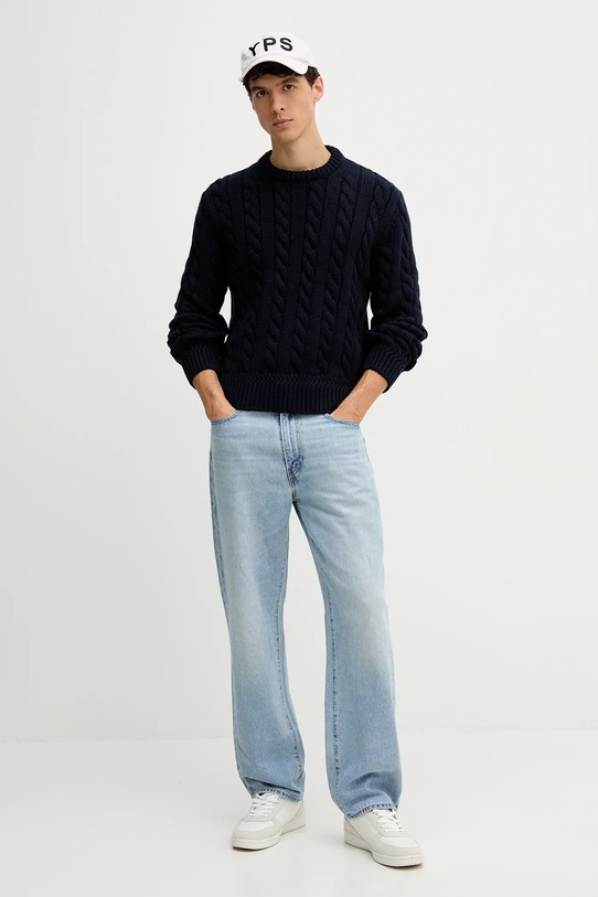 Bally sweter wełniany MKN07V granatowy AW25