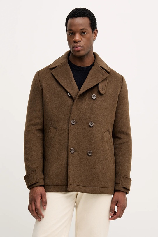 Guess płaszcz z dodatkiem wełny przejściowe brązowy M5BL2J.W2242
