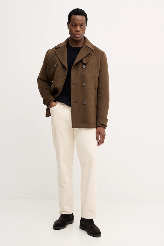 Guess płaszcz z dodatkiem wełny M5BL2J.W2242 brązowy AW25