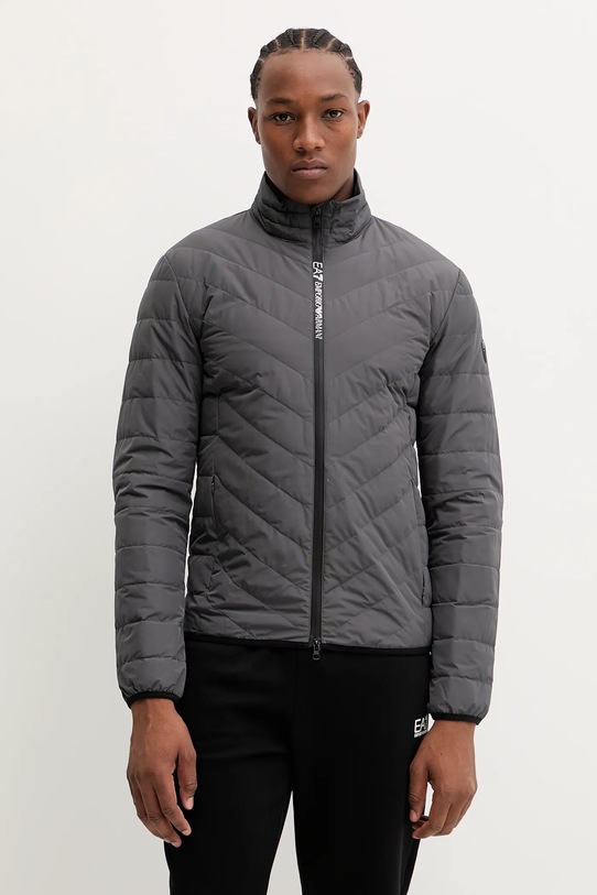 EA7 Emporio Armani geacă de puf necaptusit gri PNE1Z.8NPB13