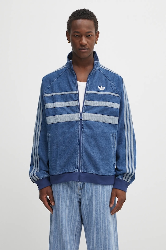 Τζιν μπουφάν adidas Originals First Tt Denim χωρίς κουκούλα μπλε JX6457