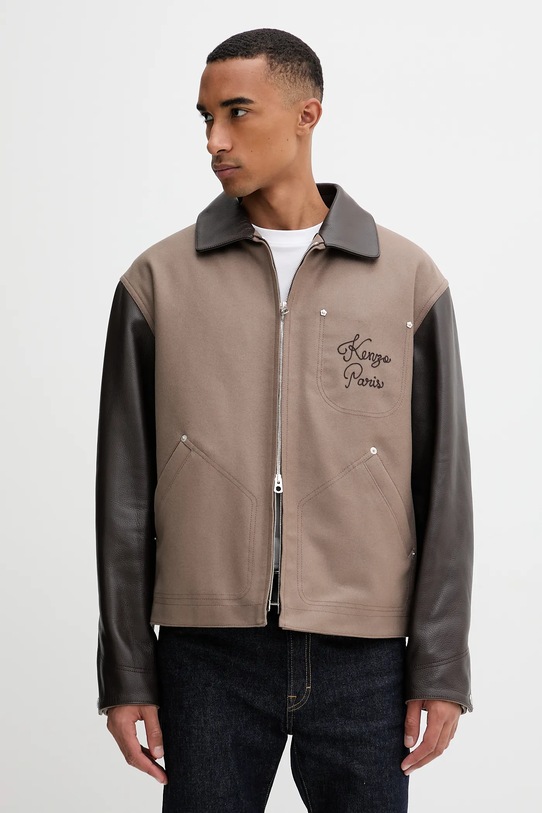 Kenzo gyapjú kabát enyhén szigetelt barna FF68BL1519OH