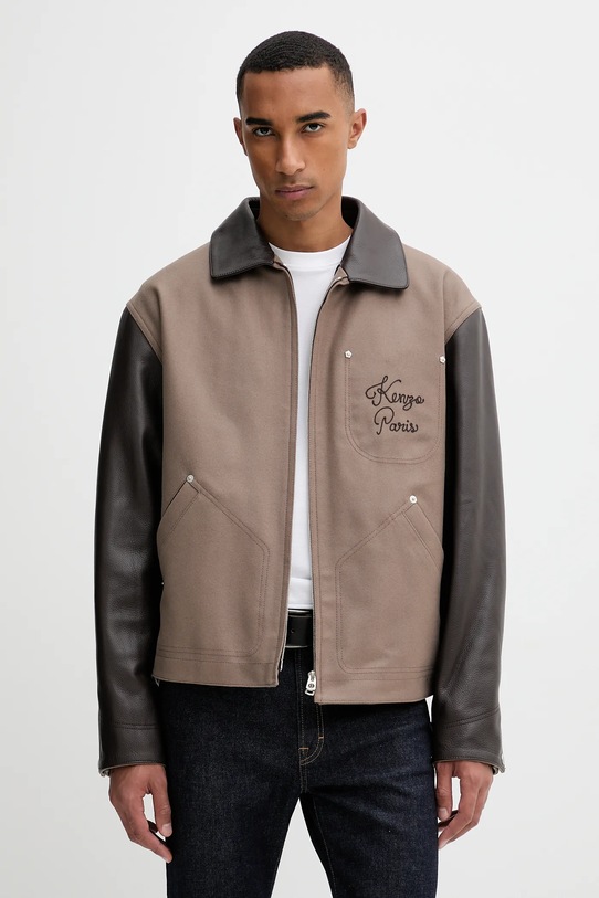 Kenzo gyapjú kabát barna FF68BL1519OH