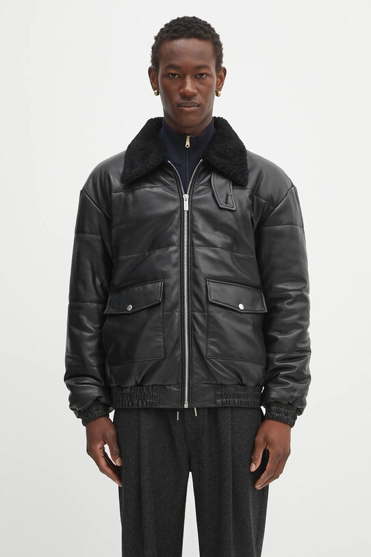 Drôle de Monsieur kurtka skórzana Le Blouson Cuir bez kaptura czarny PERM.CT109.LH001