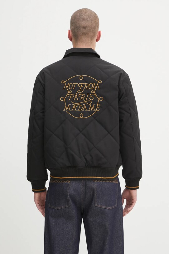 Drôle de Monsieur kurtka La Veste Slogan Tresses bez kaptura czarny H.JT236.PL163