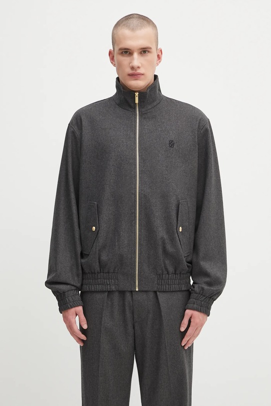 Vlnená bunda Drôle de Monsieur La Trackjacket Flanelle bez kapucne sivá H.JT234.WV008