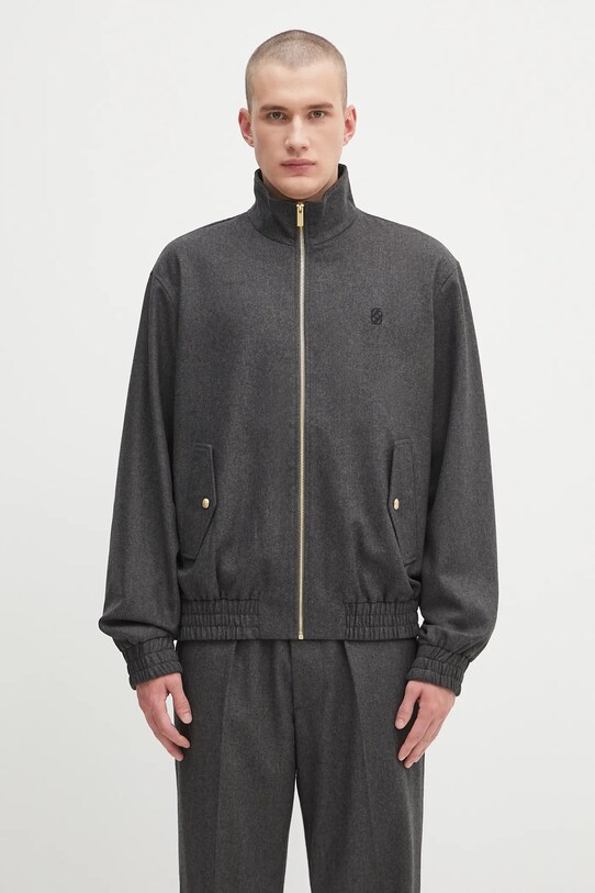 Vlněná bunda Drôle de Monsieur La Trackjacket Flanelle jemné zateplení šedá H.JT234.WV008