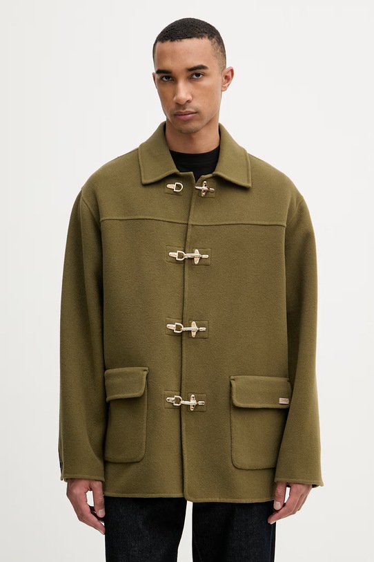 Drôle de Monsieur haină cu lână La Veste Caban necaptusit verde I.JT248.WO042