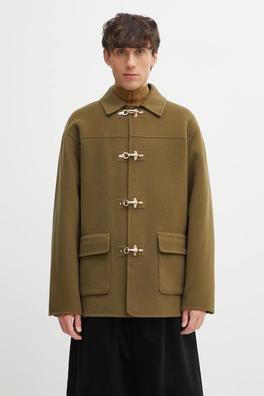 Drôle de Monsieur baba gyapjúkeverék pulóver La Veste Caban nem bélelt zöld I.JT248.WO042