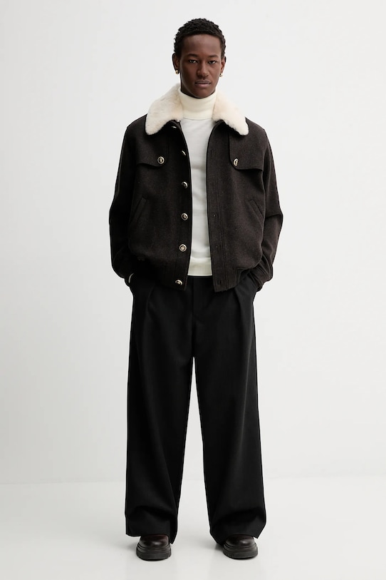 Drôle de Monsieur kurtka z dodatkiem wełny Le Blouson Laine I.JT242.WO043 brązowy AW25