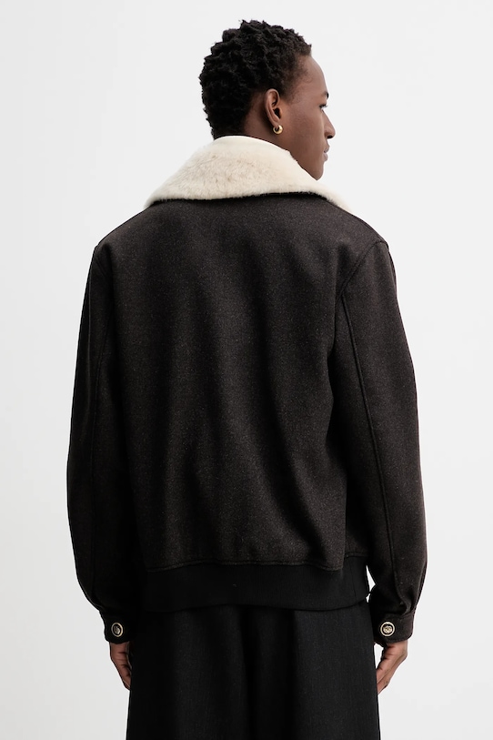 Odzież Drôle de Monsieur kurtka z dodatkiem wełny Le Blouson Laine I.JT242.WO043 brązowy