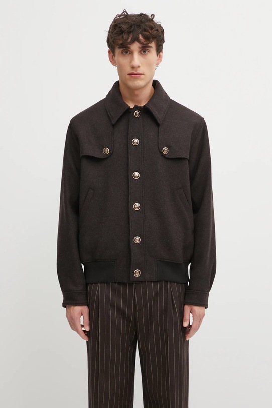 Drôle de Monsieur kurtka z dodatkiem wełny Le Blouson Laine brązowy I.JT242.WO043
