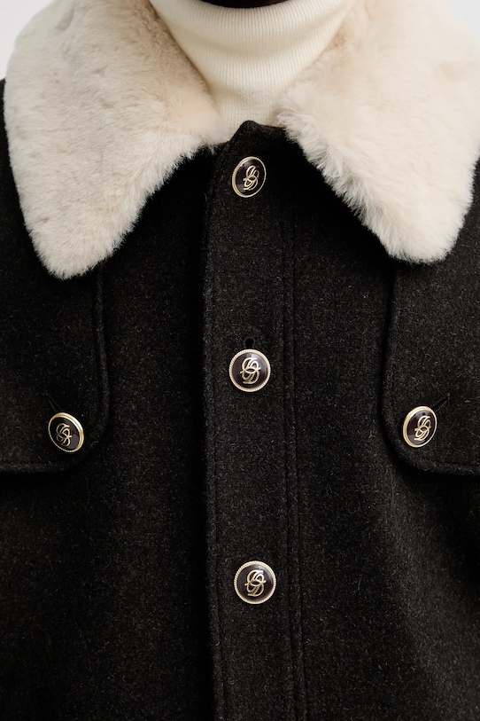 Drôle de Monsieur kurtka z dodatkiem wełny Le Blouson Laine I.JT242.WO043 brązowy