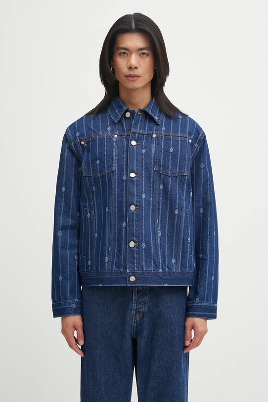 Drôle de Monsieur kurtka jeansowa La veste Denim Monogramme bez kaptura niebieski I.JT182.CO238