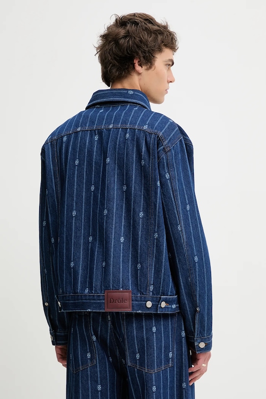 Odzież Drôle de Monsieur kurtka jeansowa La veste Denim Monogramme I.JT182.CO238 niebieski