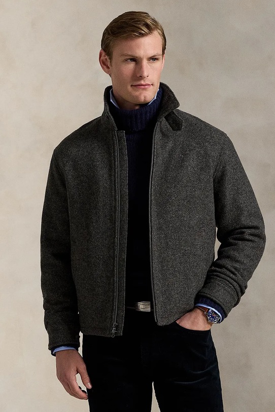 Polo Ralph Lauren kurtka wełniana bez kaptura szary 710969654