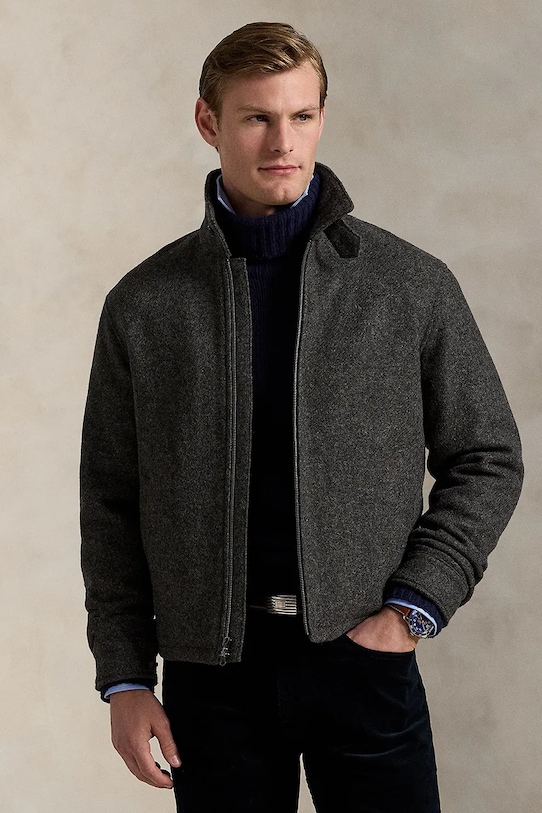 Polo Ralph Lauren kurtka wełniana bez kaptura szary 710969654